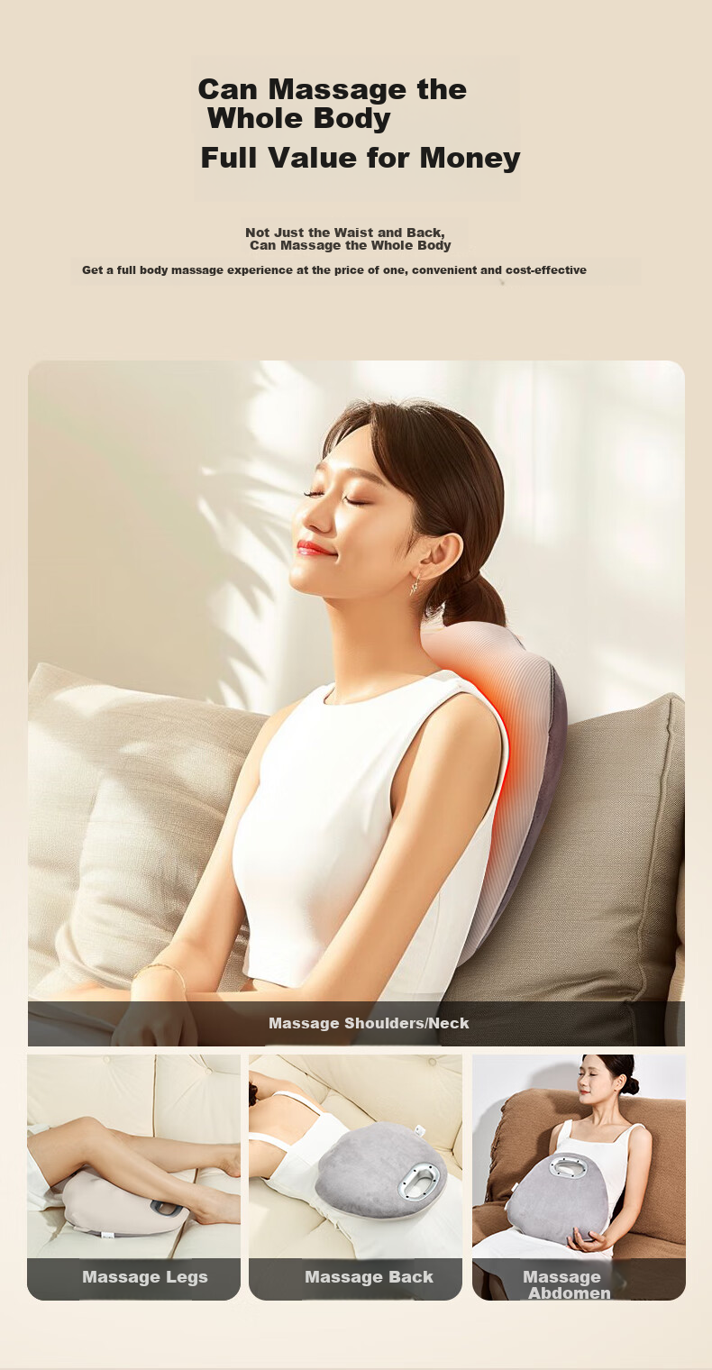 Yolanda Back Massager Fascia Gun Shoulder Neck Spine Back Hot Compress Waist Protector Full Body Massage Cushion Gift for Elders, Holidays, Birthdays, Boyfriend Girlfriend 4