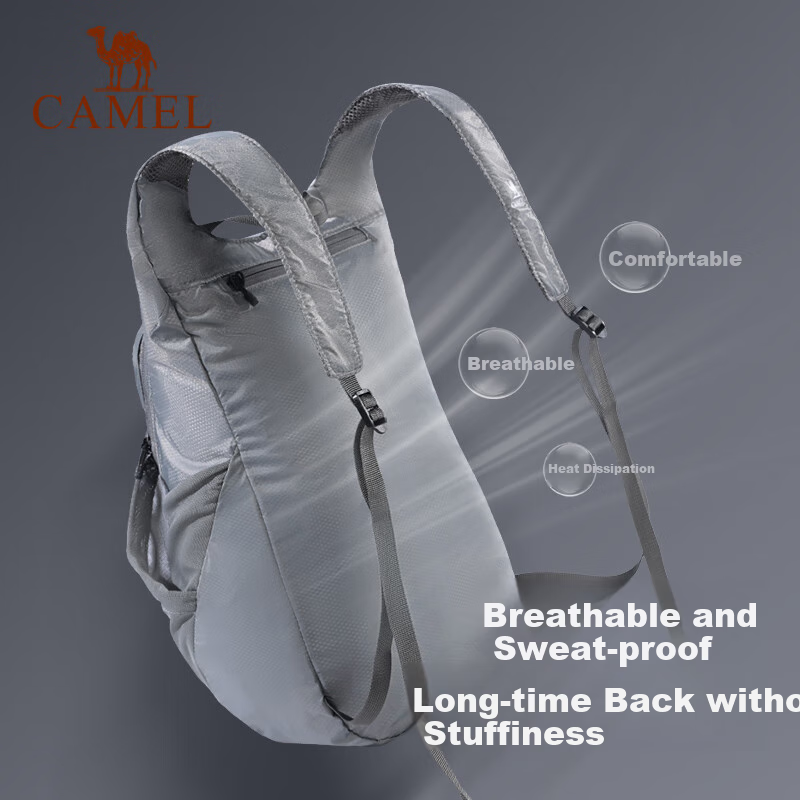 CAMEL Outdoor Cycling Backpack, Sports Backpack, Lightweight Foldable Hiking Bag, W9B318013B, Gray