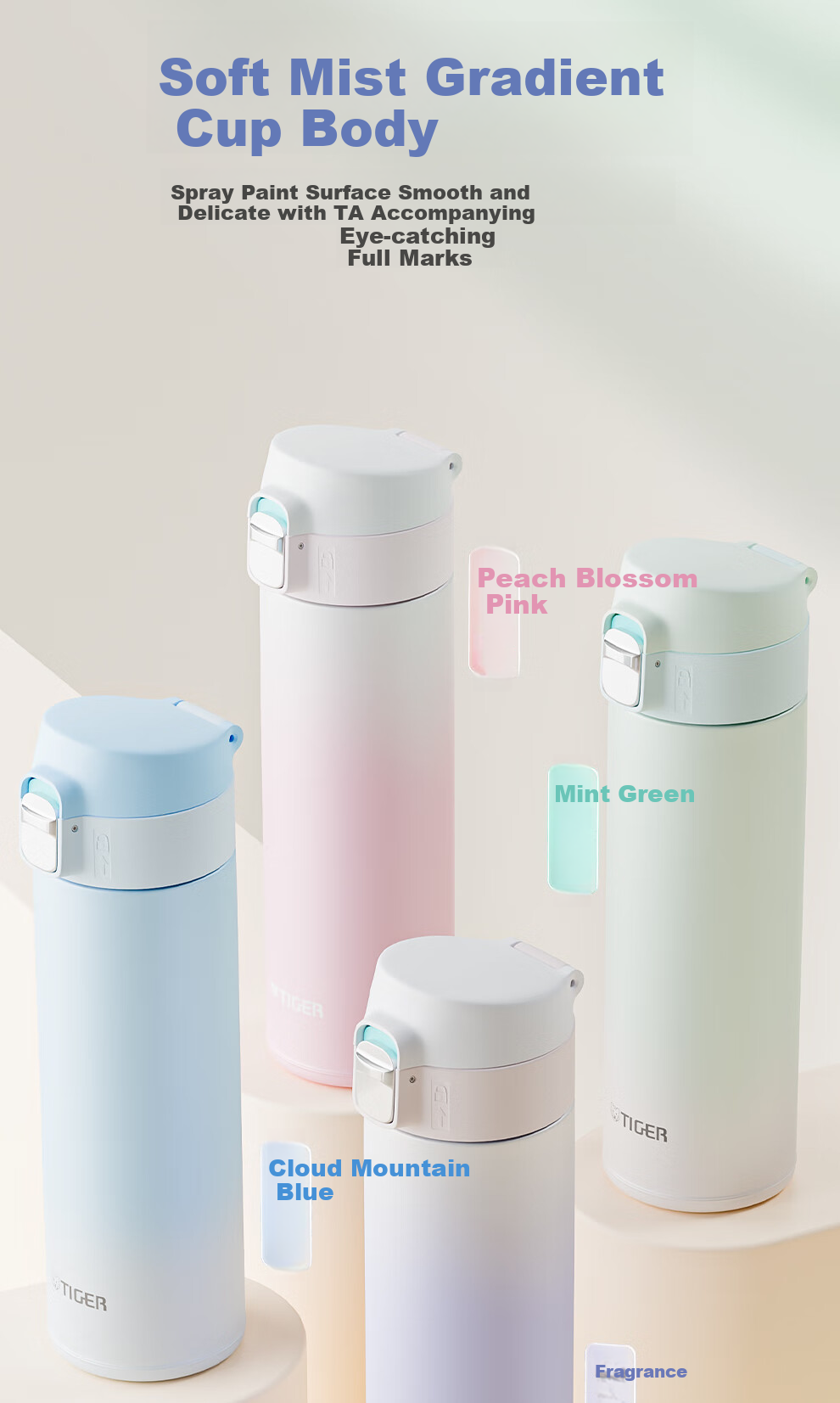TIGER Insulated Mug for Men And Women, Stylish Stainless Steel Gradient Water Bottle, Mid-Autumn Festival Gift MOG-A48C 480ML 3