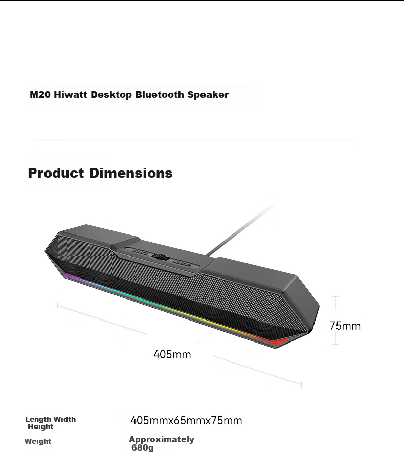 Havit Computer Speakers, Gaming Desktop PS5 Game Speakers, Anti-Howling Bluetooth USB Wired Long Bar Computer Home Desktop Laptop Speakers M20 9