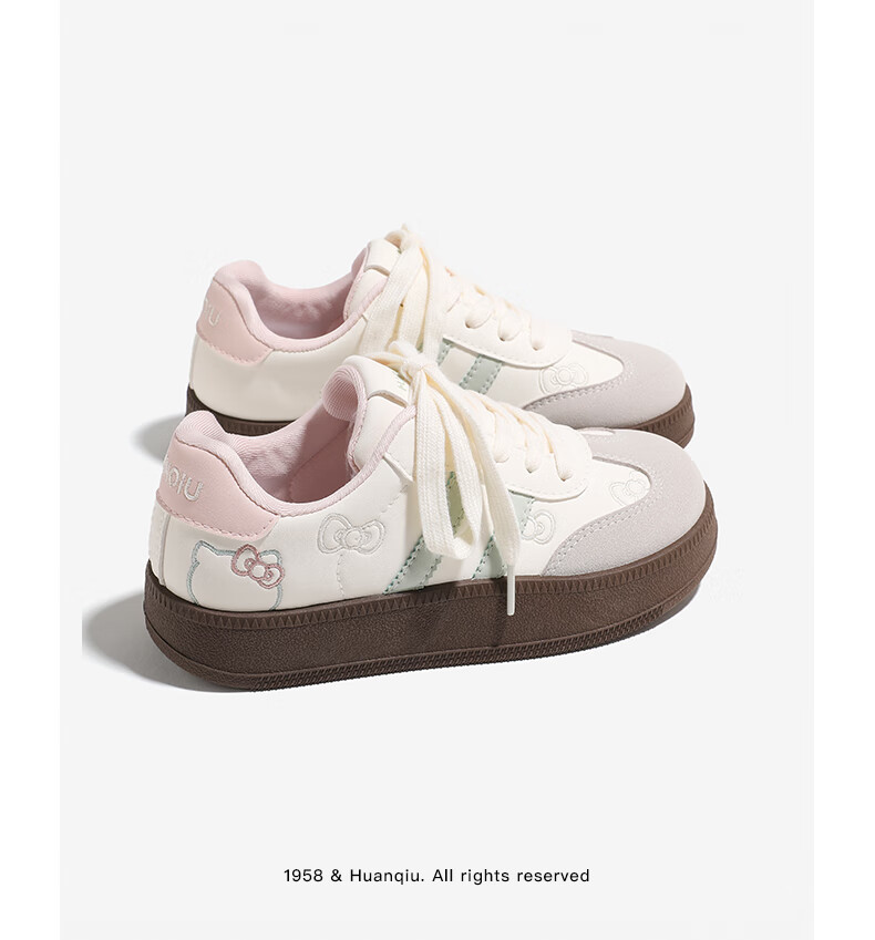 Global Dopamine Embroidered German Training Shoes Women 2026 Spring New Cute Casual Student White Sneakers Pink Green Size 39 11