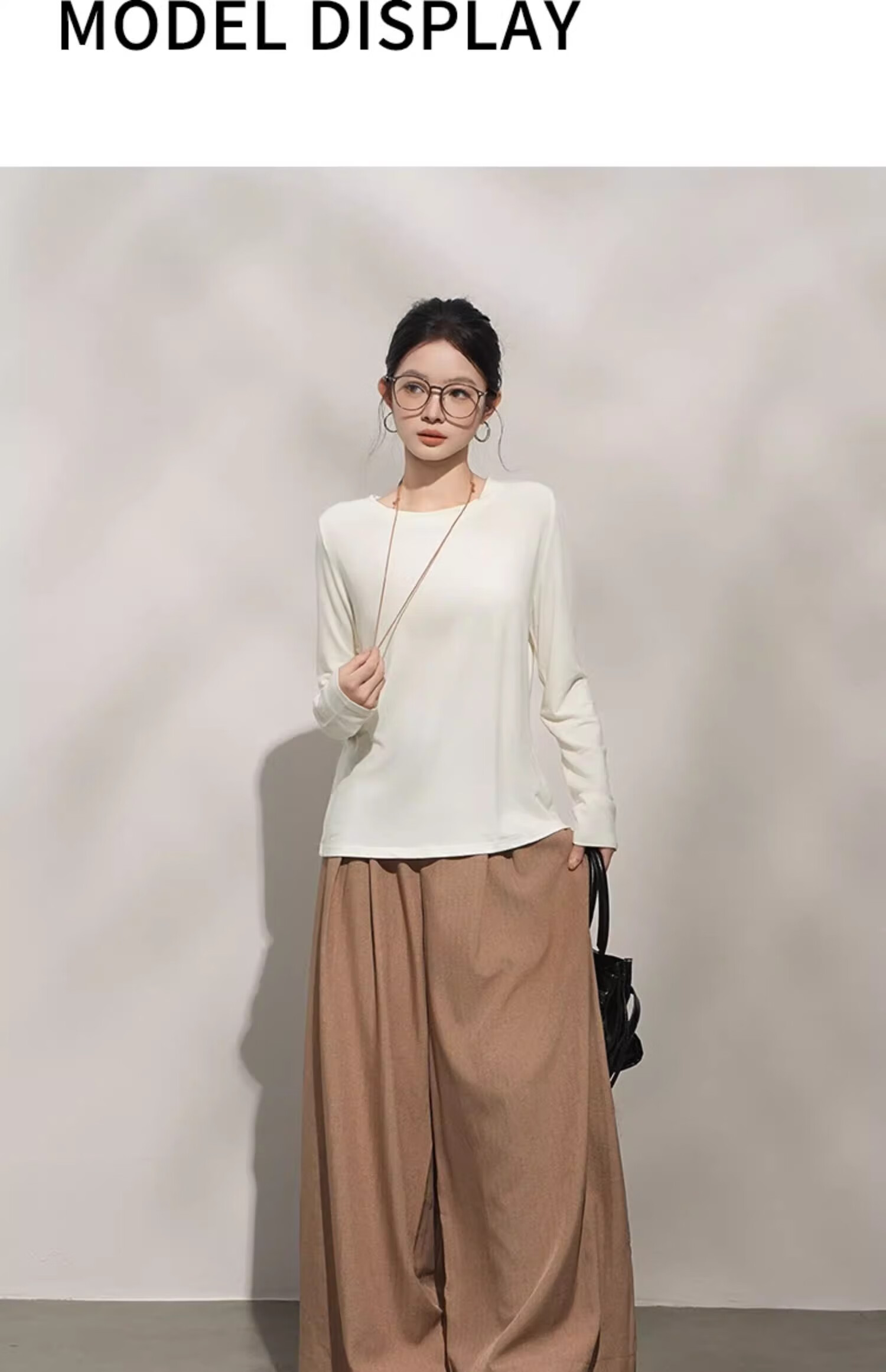 Woodpecker Cashmere Soft Long Sleeve T-Shirt Women Autumn New Thin Loose Round Neck Base Shirt Purple XL 4