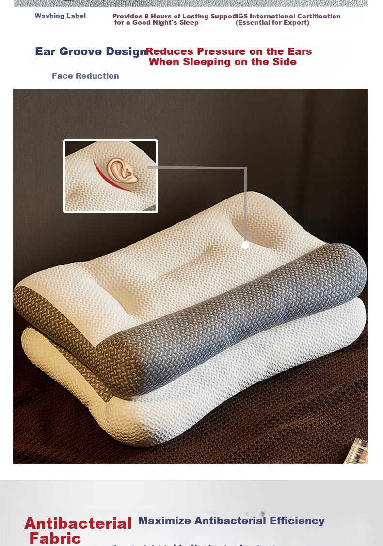 Huadn Japanese Cervical Pillow, Neck Support Pillow for Cervical Spondylosis, Deep Sleep-Specific Adult Summer Pillow, Single-Person Pillow Core for Summer Use 7