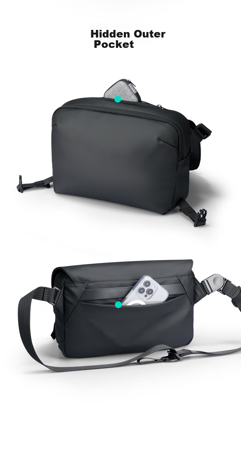 MARK RYDEN Crossbody Bag for Men, Large Capacity Portable Commuter Shoulder Bag, Casual Lightweight Messenger Bag for Outings, Elegant Black 7