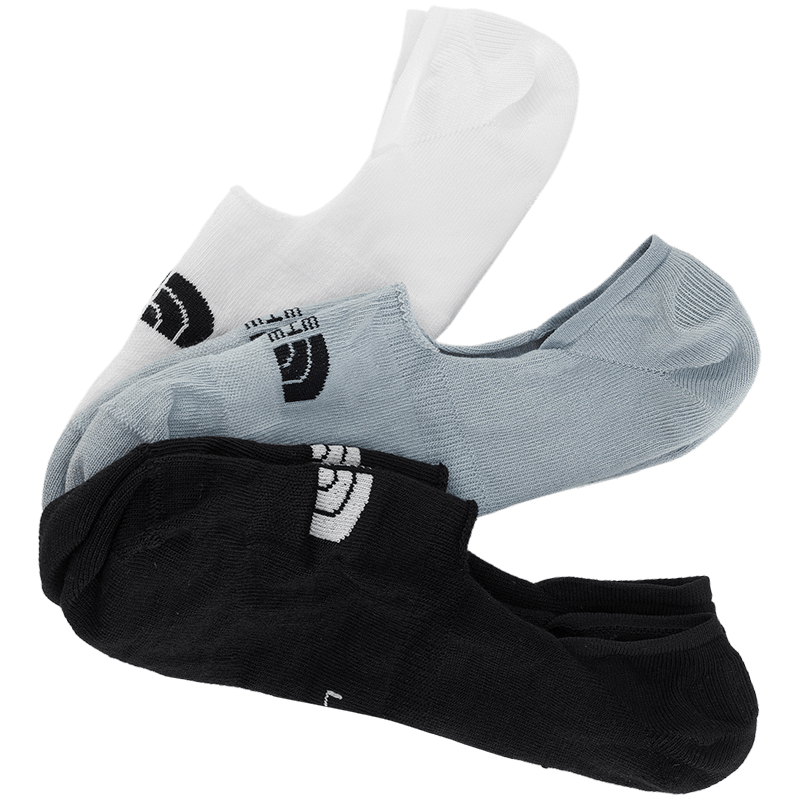 The North Face Unisex Comfortable Breathable Sports Boat Socks 3-Pack 8ANZ Black/White/Gray/3G7 M