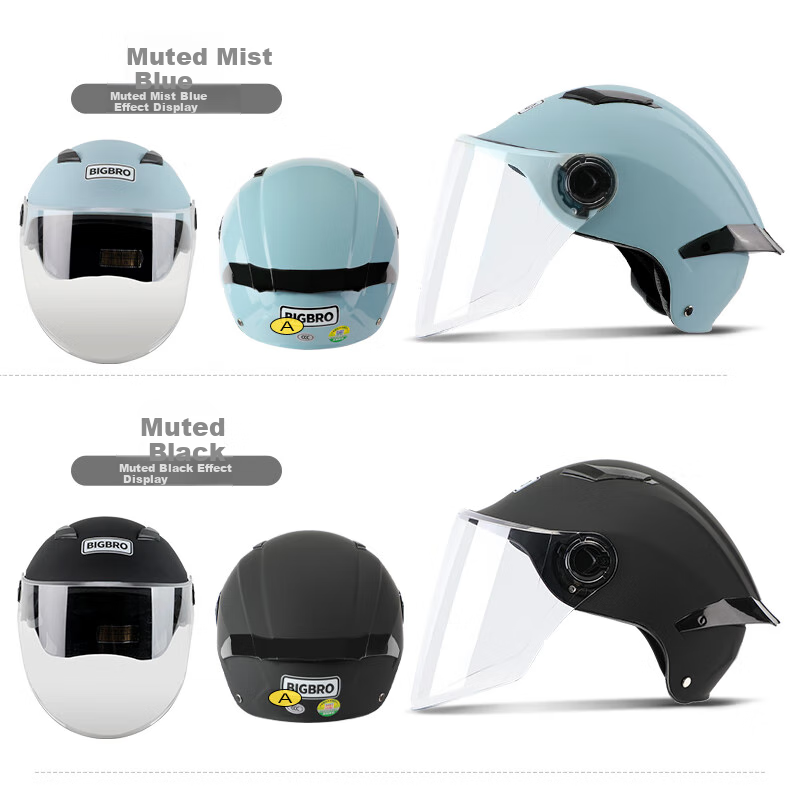 BIGBRO Da Ge 305 Autumn Blue New National Standard 3C Certified Electric Motorcycle Riding Helmet for Men And Women, All-Season Sun Protection Electric Scooter Summer Half Helmet 5