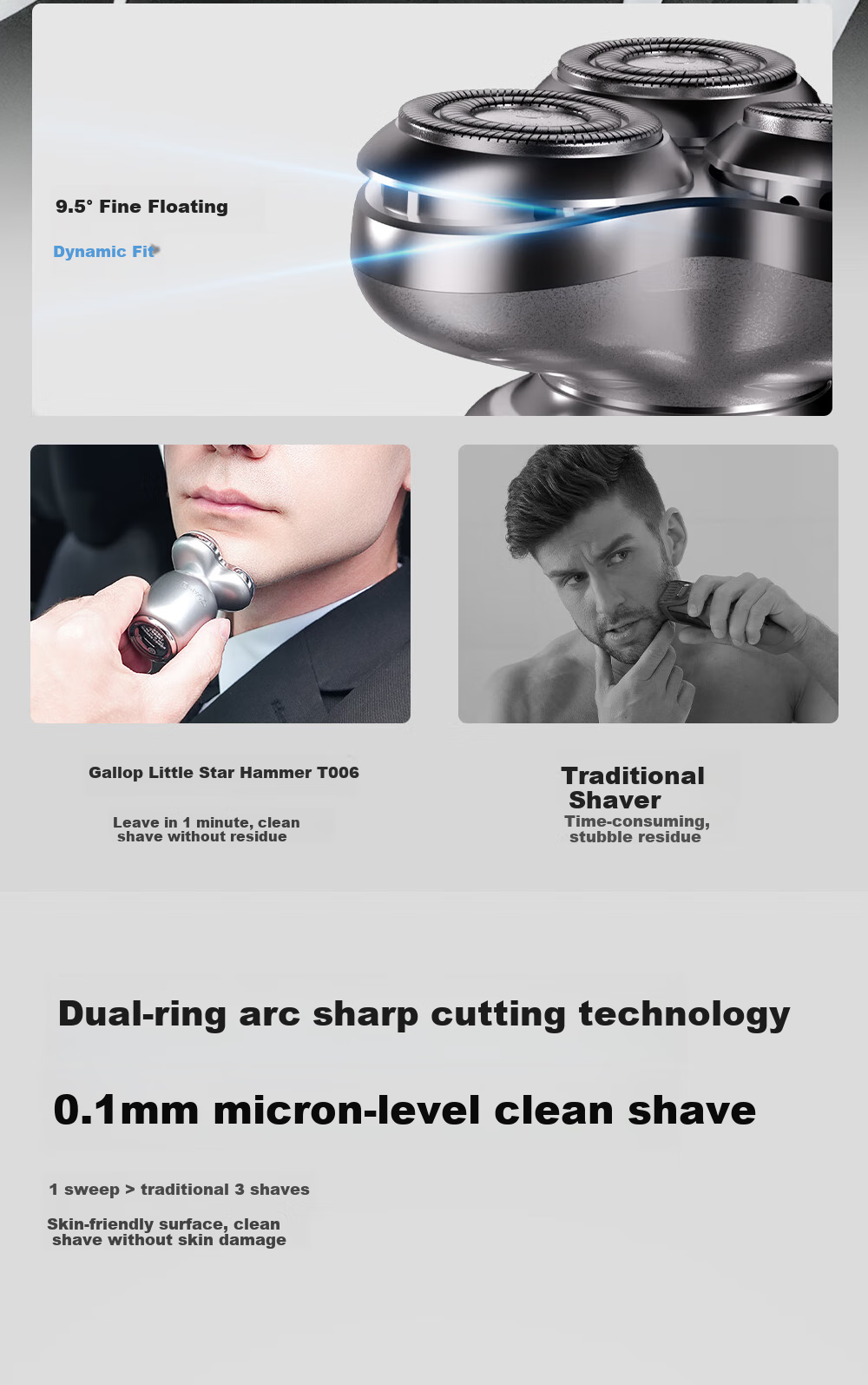 POVOS [Holiday Gift] Mini Electric Shaver T006, Morning Mist Blue, Portable Razor, Smart Sensor Shaving Razor, Birthday Gift for Boyfriend, Husband, Father 8