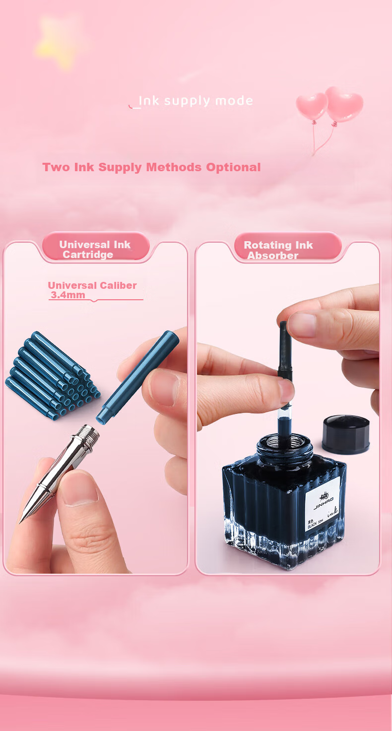 Benyi 5-Piece Gift Box Set Erasable Fountain Pen/ Tutu Sauce for Third-Grade Elementary School Students' Handwriting Practice, Heat-Sensitive Erasable Posture-Correcting Fountain Pen for Male And Female Beginners, Replaceable Ink Cartridge for Novice Writers' Practice 7