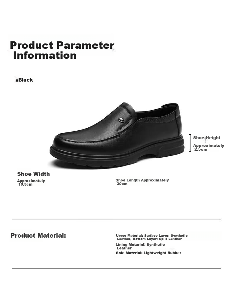 HLA Men's Leather Shoes, Business Casual Slip-On Shoes HAAPXM4DAL290, Height-Increasing Style, Size 38 6