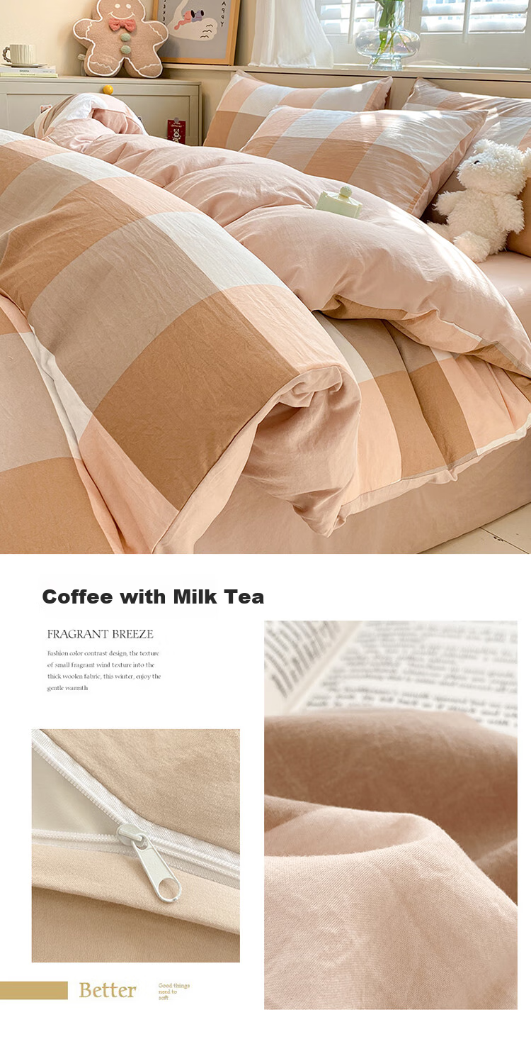 Yalu Skin-Friendly Four-Piece Bedding Set for Sleeping Naked, Embroidered Double Bed Set for 1.5/1.8 Meter Bed, Duvet Cover, Pillowcases, And Bedsheet 20