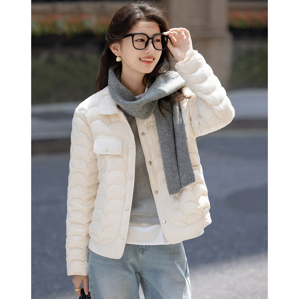 Dme [Light, Thin And Warm Combination] Winter Urban 90% Duck Down Lapel Wavy Pattern Quilted Front Short Back Long Women's down Jacket