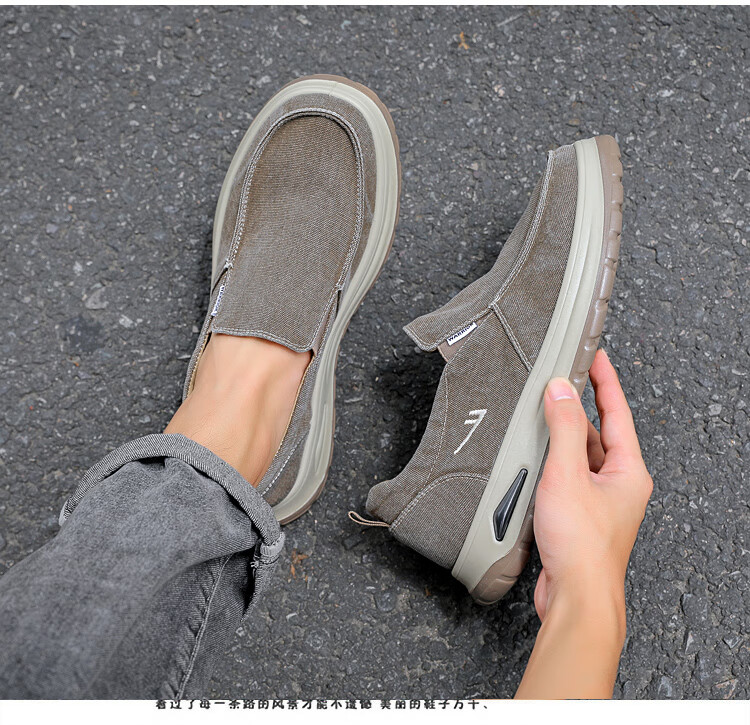 Warrior Men's Canvas Shoes Breathable Soft Sole Casual Slip-On Sneakers WXY(JS)-1845 Gray Size 39 3