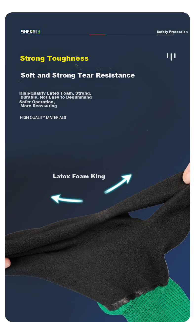 SHENGLI Safety Gloves, Construction Site Gloves, Reinforced Wear-Resistant Non-Slip Gloves for Delivery, Warehouse, And Construction Work, Thickened Rubber Foam ND818, 12 Pairs/pack 6