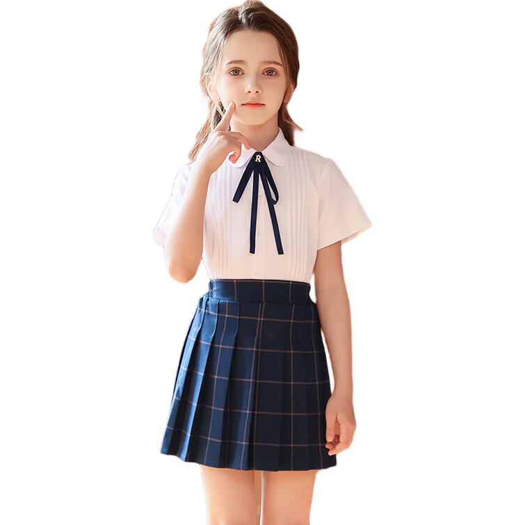 Yinuofang Girls' Short-Sleeve Shirt, Children's Summer White Blouse for Graduation Performance, Girls' Half-Sleeve Chorus Uniform T-Shirt