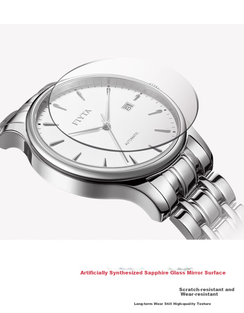 FIYTA Classic Series, Calendar White Dial with Black Leather Strap, Automatic Men's Mechanical Watch, Business Casual Style, Holiday Gift for Me 8