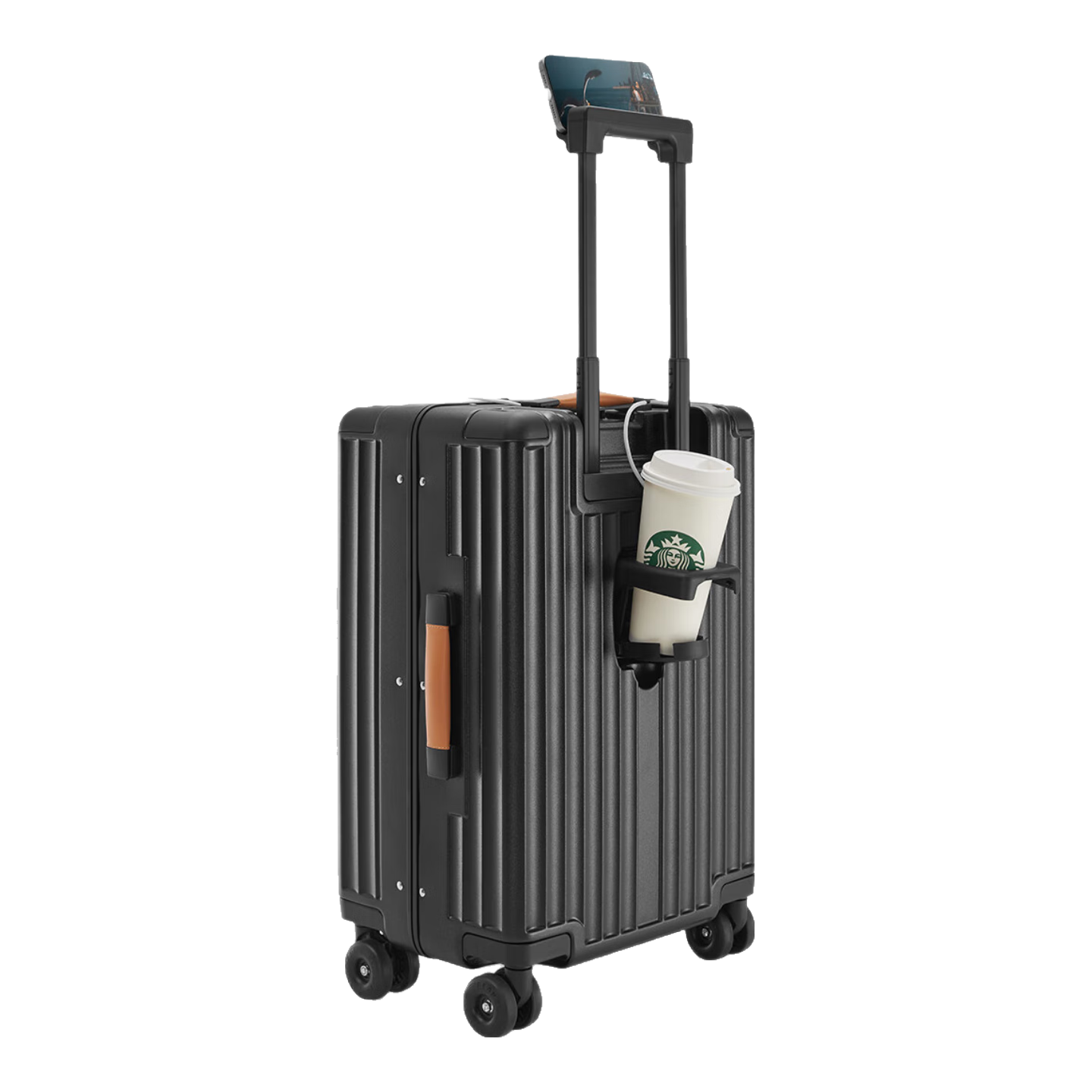 Dream Traveler Large Capacity Suitcase with Spinner Wheels, Multifunctional Trolley Case with Front Opening Lid for Men And Women, 20-Inch Black