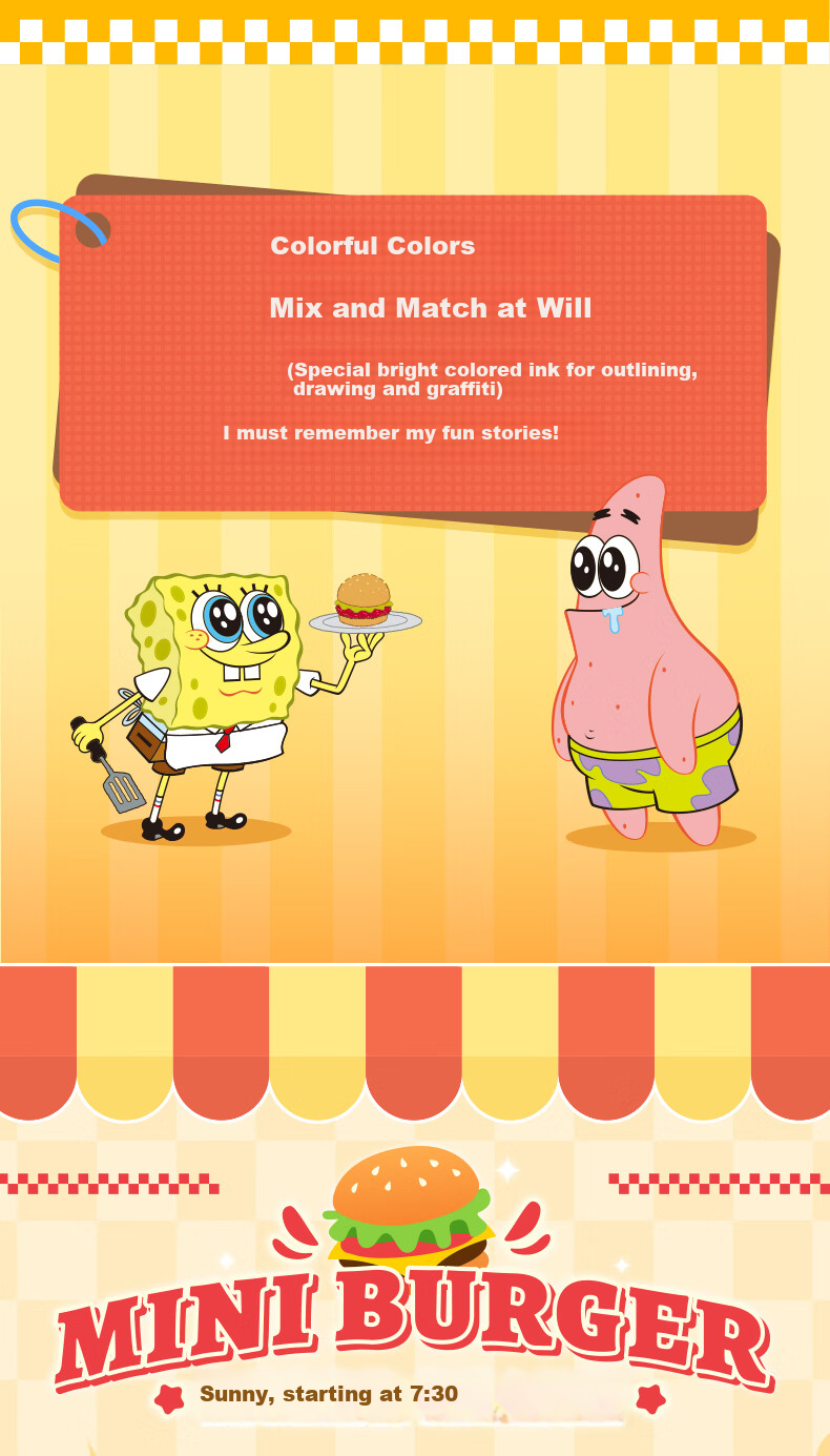 AREA-X SpongeBob Collaboration Blind Box Building Blocks Trendy Toy Assembly Birthday Gift, Bichi Bao Fast Food Delivery, 1 Box 2