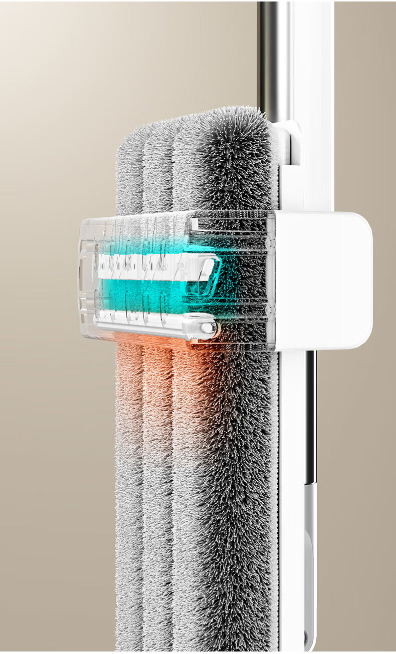 Mayflower Flat Mop 42CM with 138CM Handle, 2 Cloths, Built-in Water Scraper, Hands-Free Wash, Dual Wet and Dry Use 5