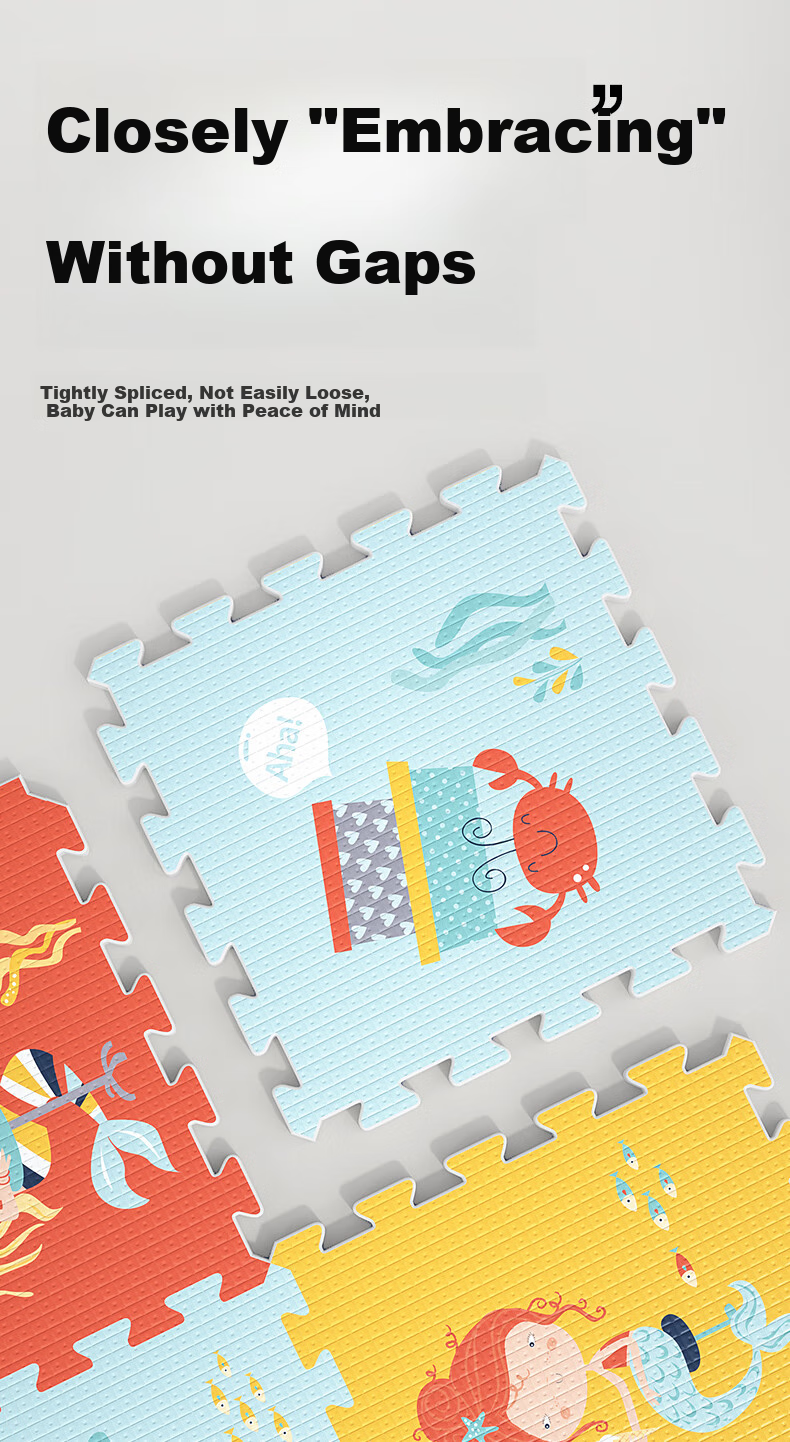 Beiboshi Babybox Crawling Mat, EPE Baby Anti-Fall Play Mat, Children's Interlocking Foam Floor Mat, 6 Pieces, 2CM Thick 1