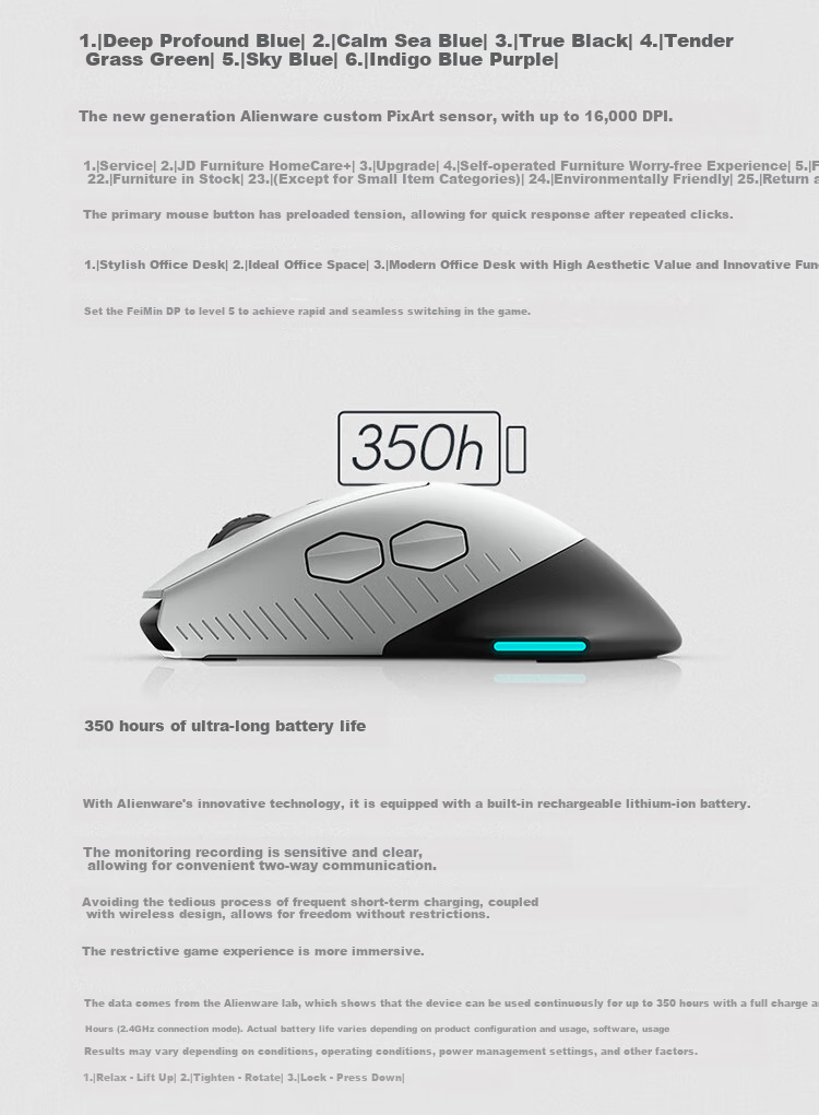 Alienware AW620M Gaming Mouse, Right-Handed Ergonomic Dual-Mode 2.4G Wireless Office And E-Sports Macro Mouse, RGB Lighting Effects, Magnetic Rebound, Valentine's Day Gift, White 1