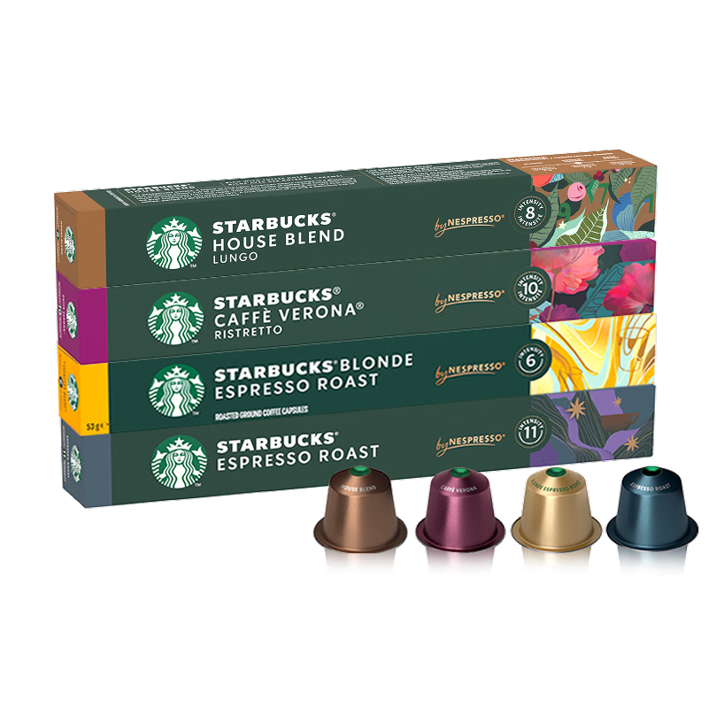星巴克（Starbucks）胶囊咖啡多口味爆款40颗含特选综合+佛罗娜+意式浓缩+轻度 随机