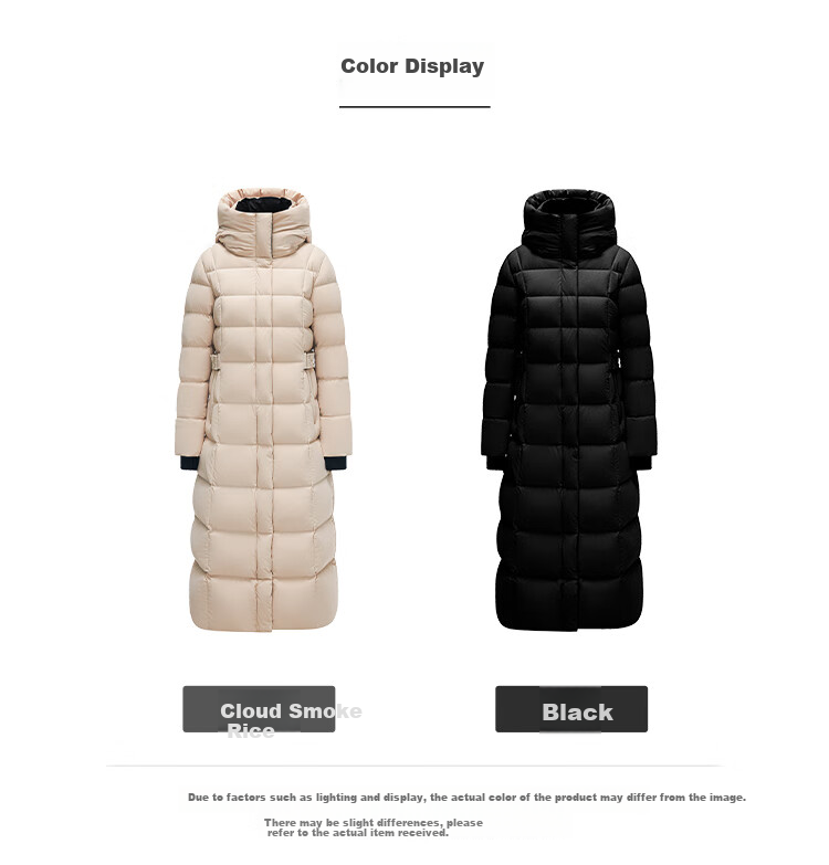 Tanboer Women's Long Hooded Goose Down Coat Thickened Waist Winter Business Warm Down Jacket 898 Black Size 165 22