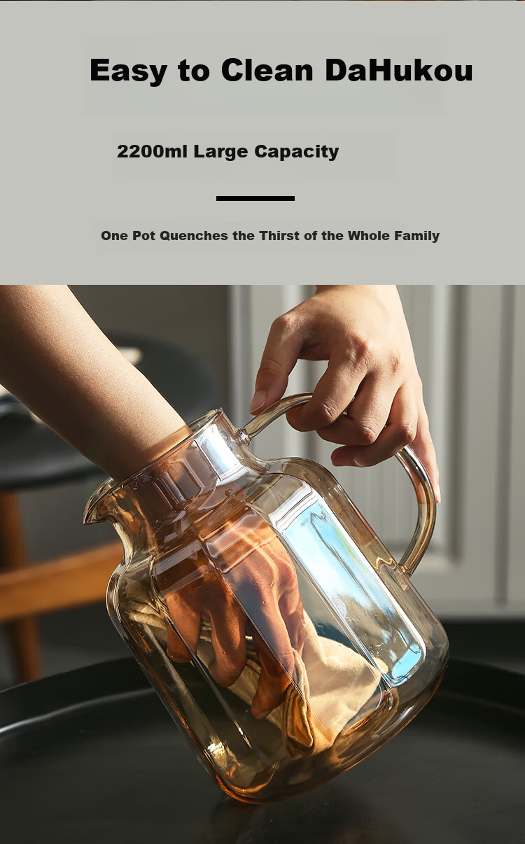WEIMINGNUO Glass Cup Set with Heat-Resistant Cold Water Pitcher, Drying Pitcher, Health Tea Pot And Teacups, One Pot Four Cups 1.8L 7