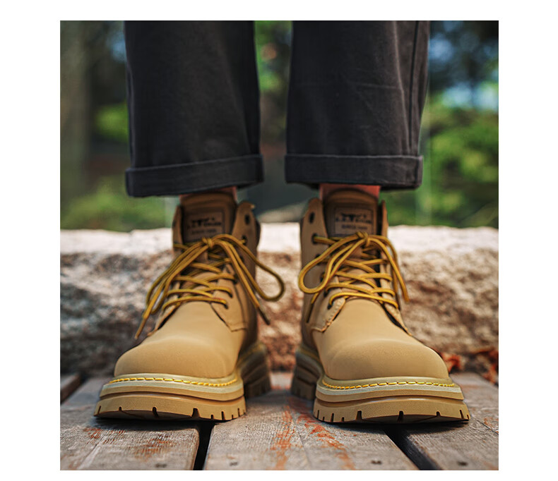 G.N.Shi Jia [Zhang Ruoyun Style] Men's Martin Boots Autumn Winter New Couple High-top Yellow Boots Outdoor Non-slip Work Shoes 8