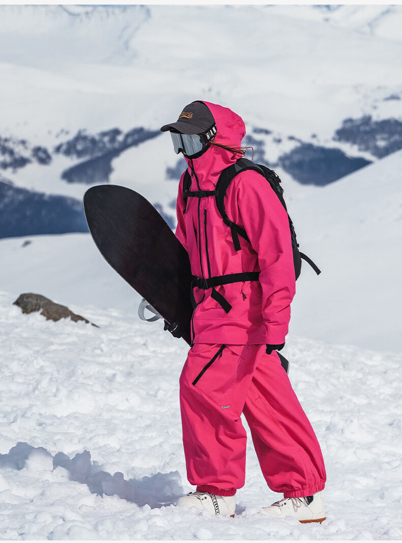 NANEN Women's 3L Fully Taped Waterproof Loose Fit Professional Thickened Snowboard Pants, Black, M 28