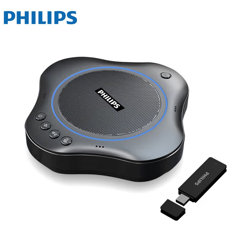 PHILIPS PSE0500PLUS Wireless USB Desktop Speakerphone Omni-directional Microphone for Video Conferencing Recording Live Streaming Multi-device Connection PSE0500PLUS Wireless Version
