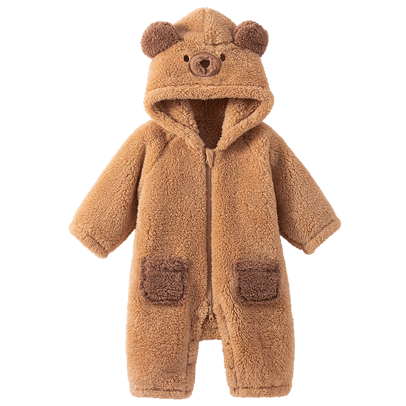 Betis Baby Clothes Autumn Winter Thickened Fleece Lined Warm Unisex Infant Romper Jumpsuit Winter Outdoor Crawling Suit