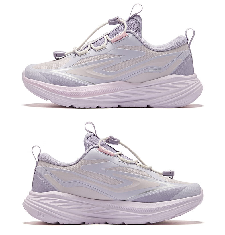 ERKE Kids Drawstring Sports Shoes Boys and Girls Children's Cushioning Running Shoes Cinnamon Pink/Grey/Mining Pink Size 33 35