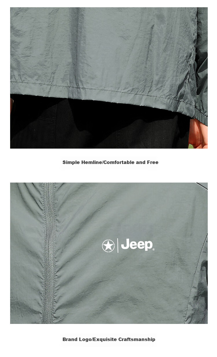 JEEP [Lightweight Sun Protection] Summer Breathable Skin Coat, Outdoor Casual UV Protection Jacket for Men, Misty Blue, Size M 14