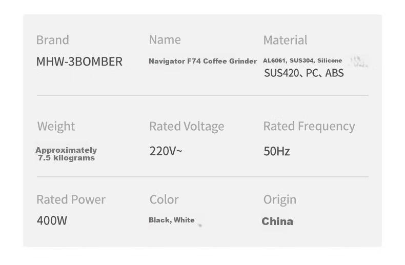 MHW-3BOMBER, Gift Sniper Portable Electric Coffee Grinder, Professional Home Coffee Bean Grinder with Titanium Coating 21