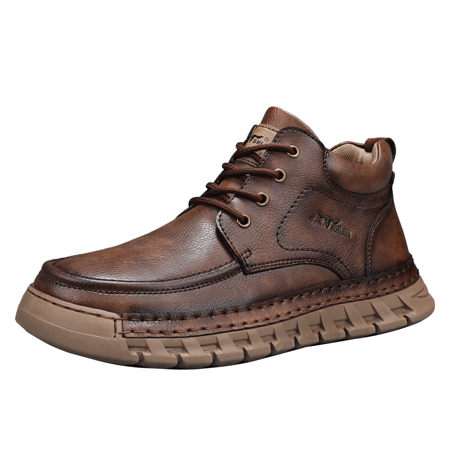 Bull Family Big Head Martin Boots Men Autumn Winter New British Retro Mallard Work Boots Outdoor High Top Sneakers Men