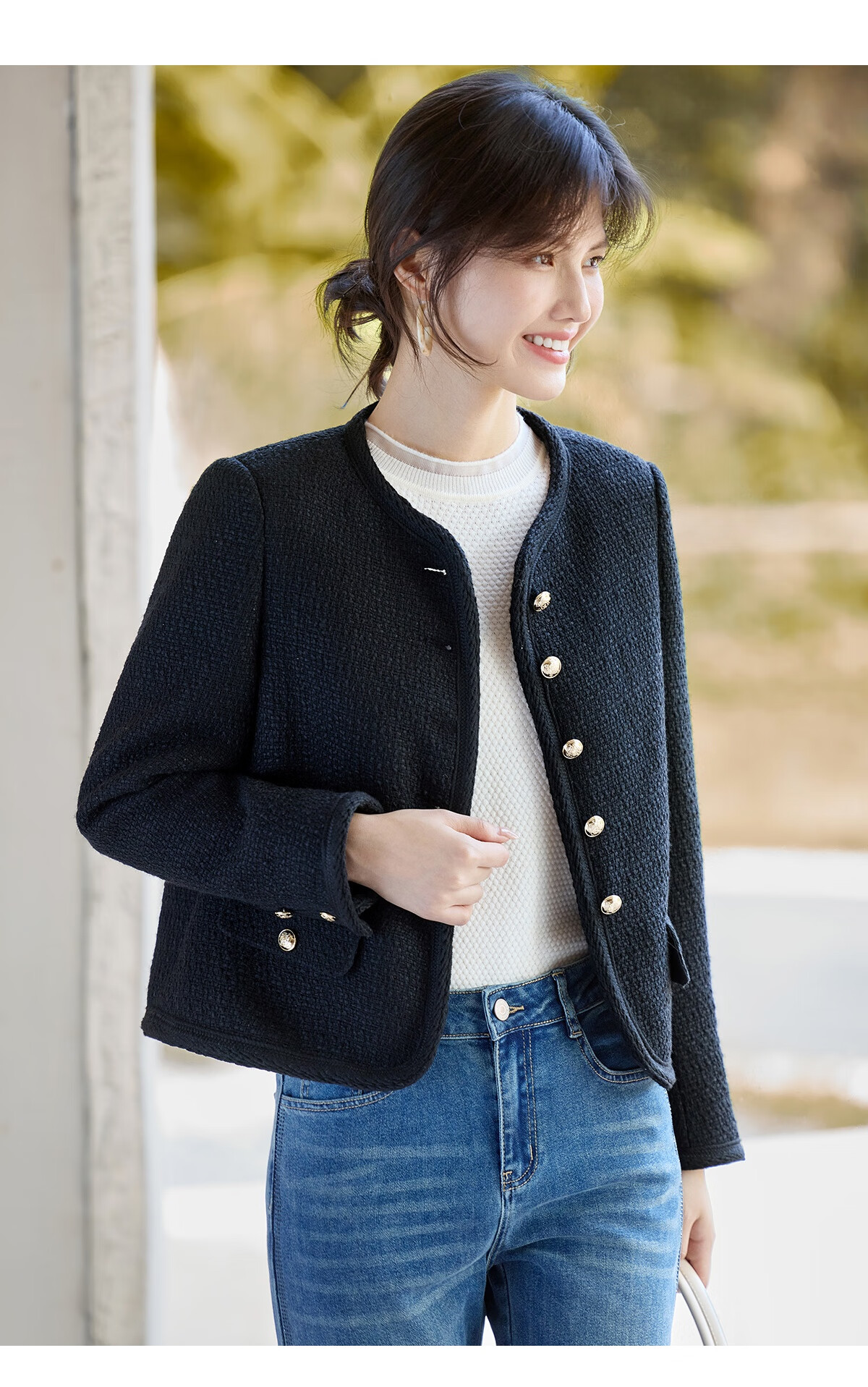 She Enjoy Tweed Chanel Style Jacket Women Autumn Winter Slim Fit Short Coat Commuting Outerwear T53D107 7