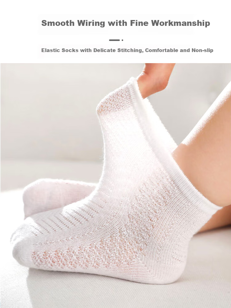 9I9 Baby Socks, Newborn Floor Socks, Mesh Fine Combed Cotton Socks, Loose-Top Breathable, 4 Pairs for Ages 1-3 9