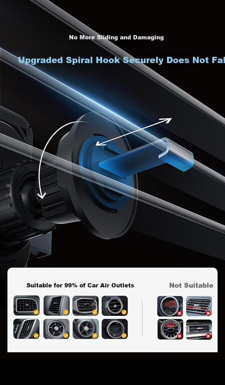 360 Car Wireless Charger, 15W Wireless Charging, Car Navigation Phone Holder, HX26 Base Stand, Magnetic Fast Charging, Compatible with Apple And Android 14