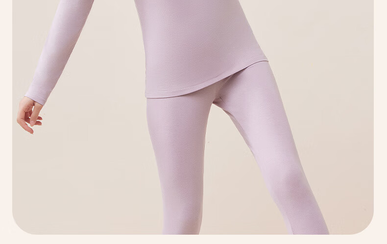GUJIN Pure Cotton Crew Neck Thermal Underwear Set for Women, High School Girls, Autumn and Winter, Nude Pink, Size L 15