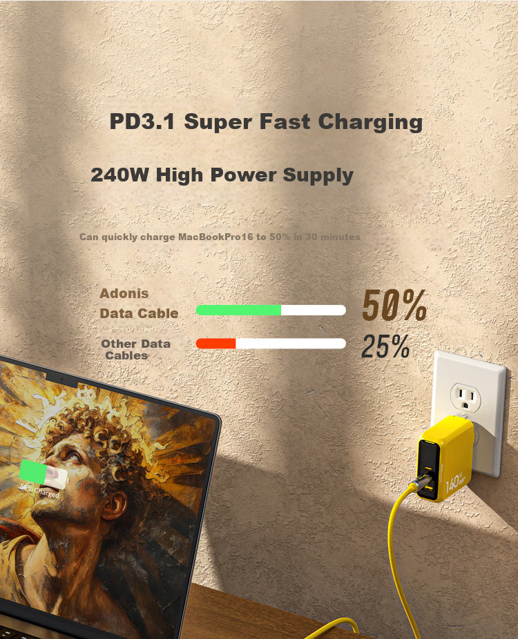 Aohi Adonis USB4 2.0 Fast Charging Data Cable, PD240W Full-Function 120Gbps Transmission, Dual Type-C, HD 8K Video Display, Screen Casting, Expansion Dock 14