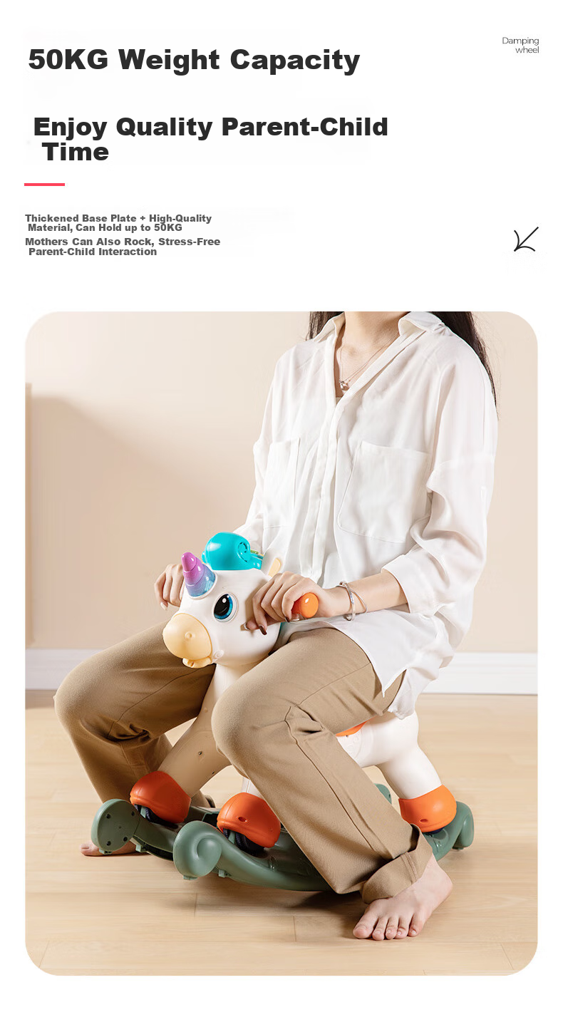 HUILE TOYS Rocking Horse Baby Toy for Ages 1-3, Musical Enlightenment Spray, ABS Material, Birthday And First-Year Gift 10