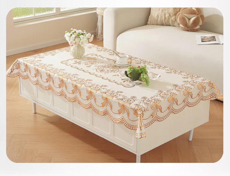 Jingxun Waterproof And Oil-Proof Rectangular Tablecloth, Washable, for Dining Table And Coffee Table, Living Room Table Cover, 90*140cm 5