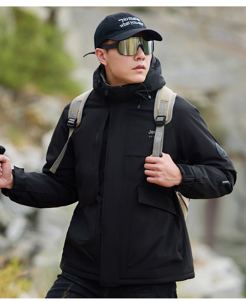 JEEP SPIRIT Men's Thickened Warm Cotton Padded Jacket Autumn Winter Outdoor Cotton Coat Cotton-Padded Jacket 2