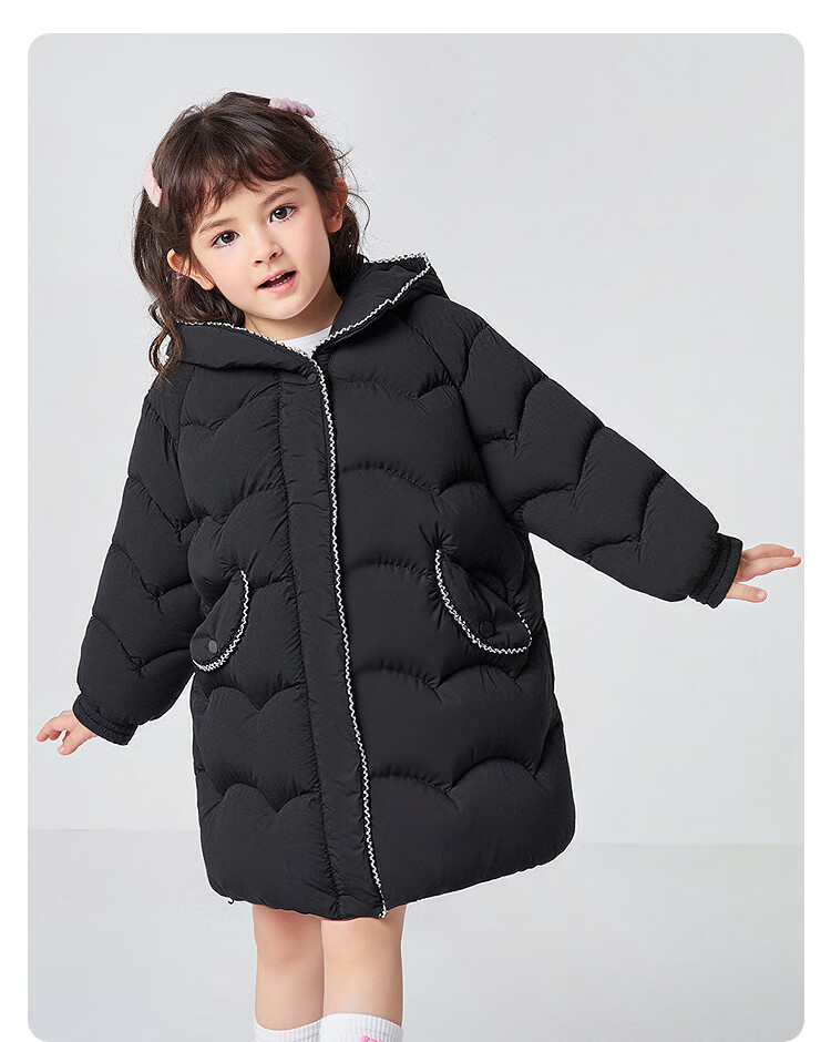 BALABALA balaOne Girls' Windproof Warm Down Jacket Winter Hooded Tweed Coat 2025 New 208425107010 6