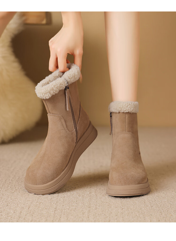 ZHR Women's Snow Boots Thick Sole Warm Casual Short Boots Comfortable Fashion EH209B Camel Size 37 9