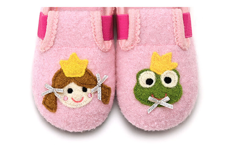 Xiaorong Indoor Soft Sole Princess Frog Kids Shoes for Girls Ages 2-6-8 Spring Autumn Winter Cartoon Home Warm Shoes 15