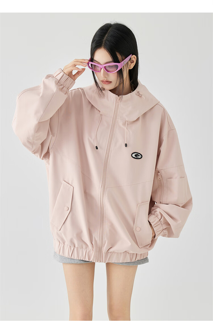 GOLFCROSS [Bestseller] Couple's Dopamine Hooded Jacket with Letter Embroidery Logo, Pink, Size M 7