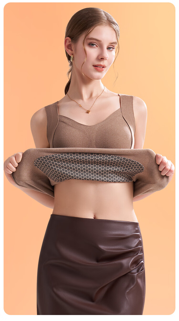 Ordifen Women's Thermal Vest with Chest Pad, Faux German Velvet Fleece Lined Camisole Bra, Seamless Slim Fit Base Layer for Autumn and Winter 11