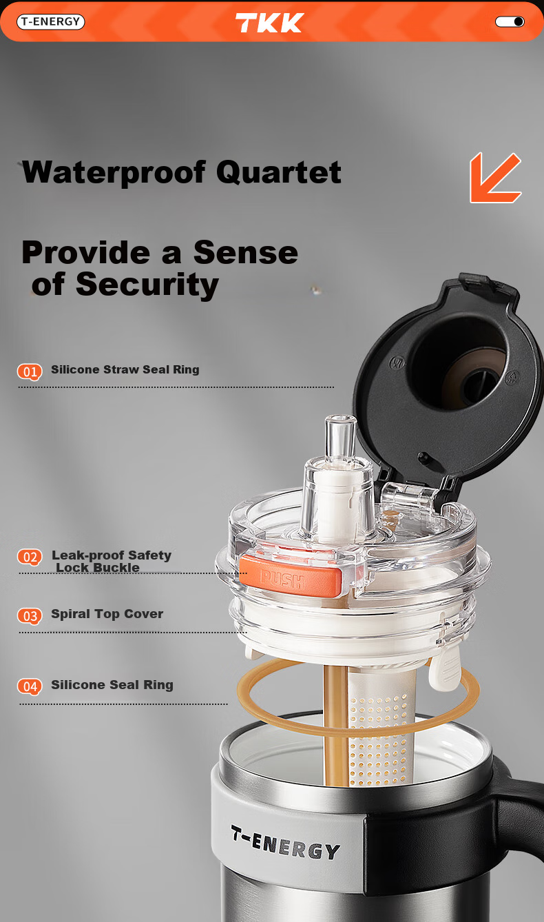 TKK Large Capacity Insulated Mug for Men, Summer Car-Friendly Cold-Keeping Ice Cup with Ceramic Inner Liner, Water Bottle, Giant Tea Cup 5