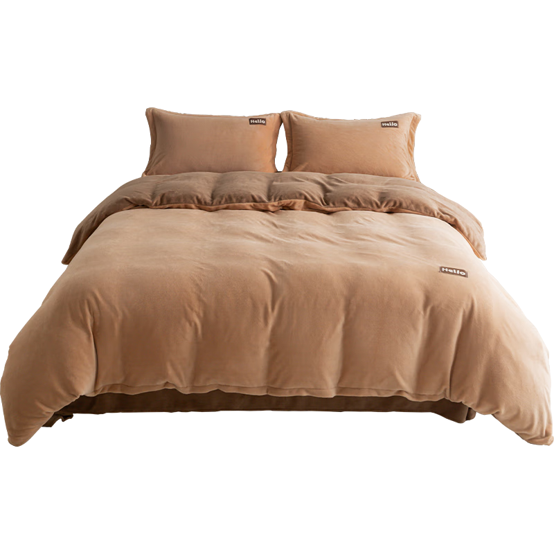 Hengyuanxiang Milk Velvet Bed Sheet, Single Piece, Winter Coral Velvet Bed Cover, Flannel Bedspread, Thickened, 160*230cm, Camel Color